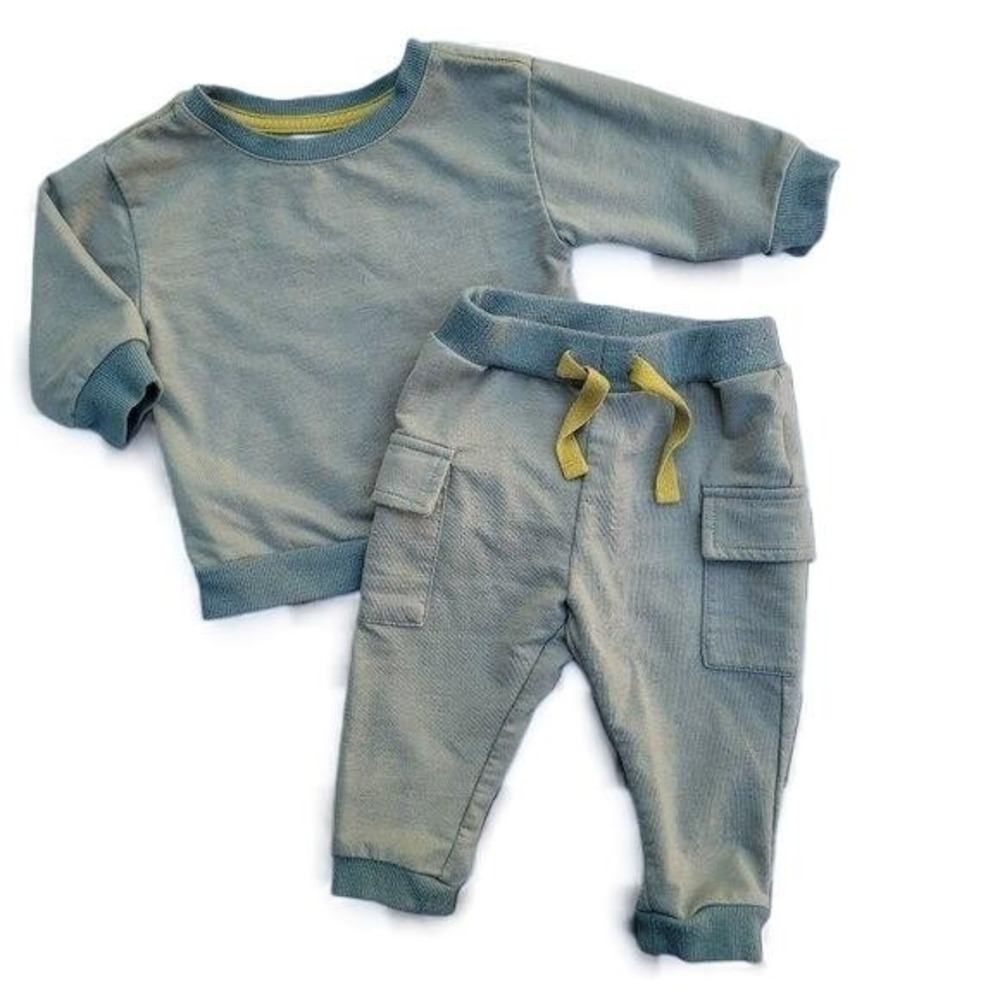 Tommy Bahama Cotton Green Jogger‎ 2 Piece Set Size 3-6m Cargo Pants Baby Boy